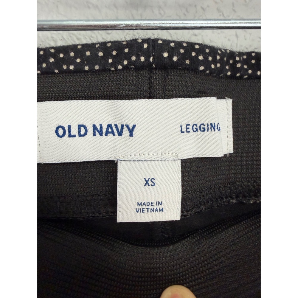 Old Navy Womens XS Black‎ Polka Dot Leggings Mid Rise Cotton Blend Stretch Pants - Picture 2 of 4